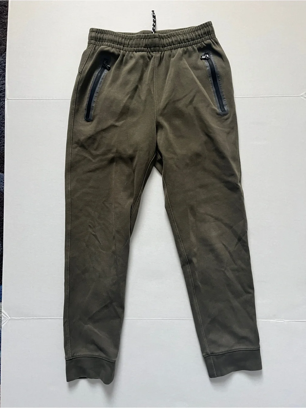 Boys Olive Green Jogger Pants with Zipper Pockets